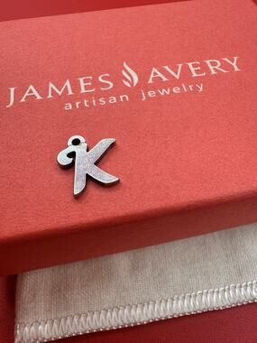 James Avery Sterling Silver 925 Script Initial K Charm With Pouch And Box